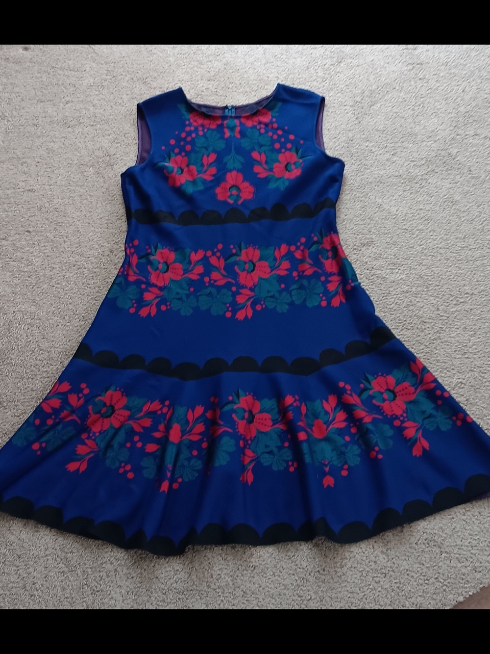 St. John Blue Floral Sleeveless Dress - Picture 8 of 10